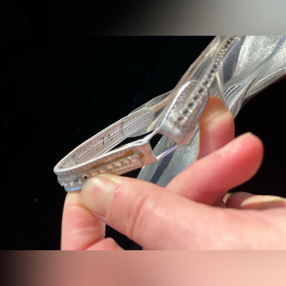 STUART WEITZMAN Clear Peep Toe Sling Back Silver Vintage Heels - Picture 12 of 15